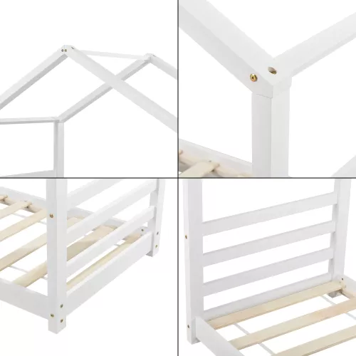 In And OutdoorMatch In And OutdoorMatch Childrens Bed Cyril - Wooden Bed - House Bed - With Bed Base - 80x160cm - White - For Children - For Girls - For Boys (68029)