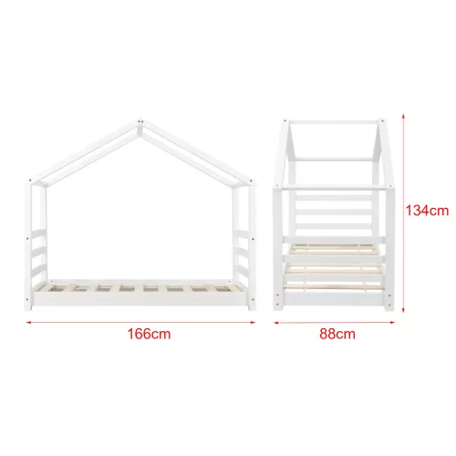 In And OutdoorMatch In And OutdoorMatch Childrens Bed Cyril - Wooden Bed - House Bed - With Bed Base - 80x160cm - White - For Children - For Girls - For Boys (68029)