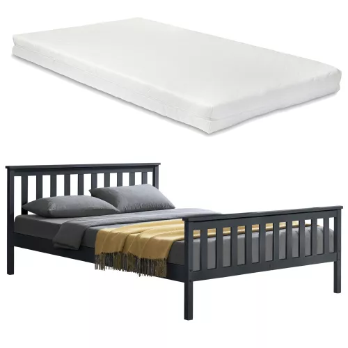 In And OutdoorMatch In And OutdoorMatch Wooden Bed Destinee - Pine - With Mattress - 180x200 cm - Dark Gray - Classic Design (68069)