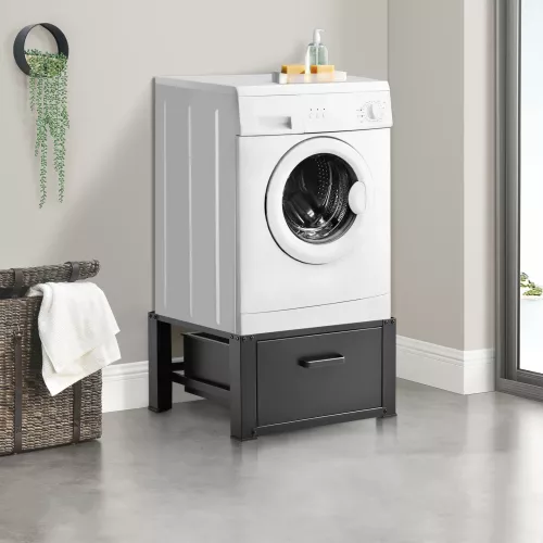 In And OutdoorMatch In And OutdoorMatch Washing Machine Plinth Booster Daniel - With Drawer - 63x54x31 - Up to 150 kg - Black - Steel (68077)
