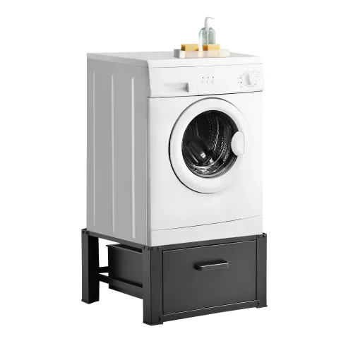 In And OutdoorMatch In And OutdoorMatch Washing Machine Plinth Booster Daniel - With Drawer - 63x54x31 - Up to 150 kg - Black - Steel (68077)