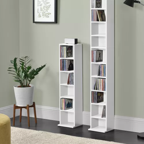 In And OutdoorMatch In And OutdoorMatch CD/DVD Cabinet Compartment Gage - Cabinet - With 6 Shelves - 90x20x20 cm - White - Chipboard - Modern Design (68258)