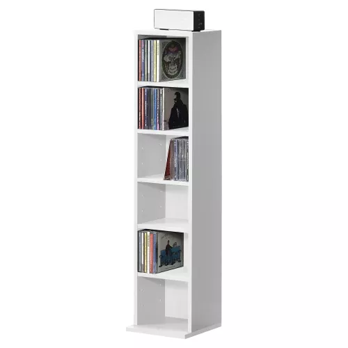 In And OutdoorMatch In And OutdoorMatch CD/DVD Cabinet Compartment Gage - Cabinet - With 6 Shelves - 90x20x20 cm - White - Chipboard - Modern Design (68258)