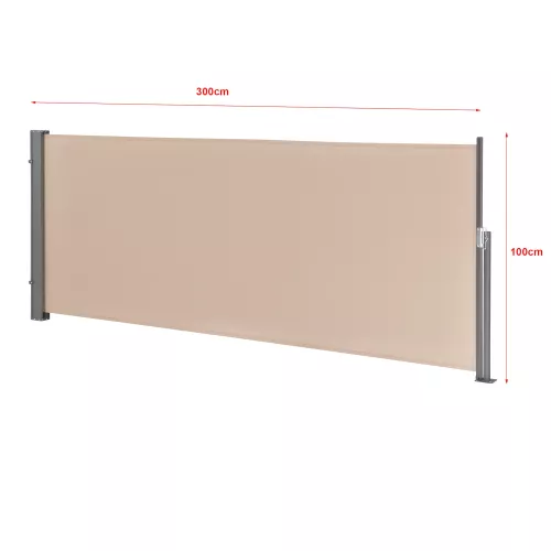 In And OutdoorMatch In And OutdoorMatch Windshield Extendable Florida - Side Awning - 100x300 cm - Sand-coloured - Luxury Look (68297)