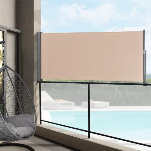 In And OutdoorMatch In And OutdoorMatch Windshield Extendable Florida - Side Awning - 100x300 cm - Sand-coloured - Luxury Look (68297)