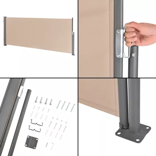 In And OutdoorMatch In And OutdoorMatch Windshield Extendable Florida - Side Awning - 100x300 cm - Sand-coloured - Luxury Look (68297)