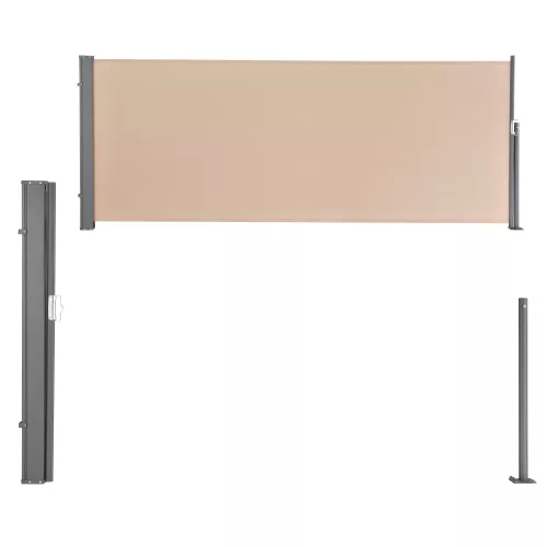In And OutdoorMatch In And OutdoorMatch Windshield Extendable Florida - Side Awning - 100x300 cm - Sand-coloured - Luxury Look (68297)