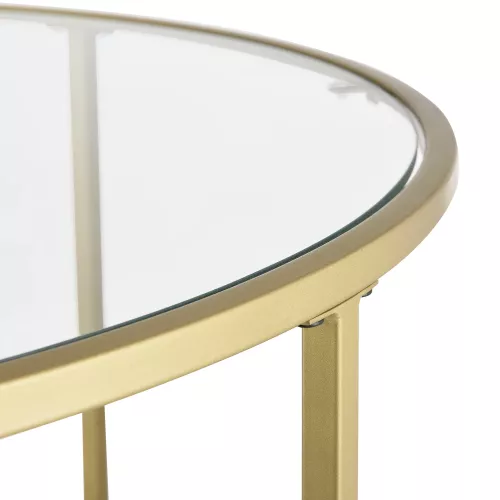 In And OutdoorMatch In And OutdoorMatch Coffee Table Leila - Round Glass and Metal - 45.5xØ84 cm - Gold - Stylish Design (68394)