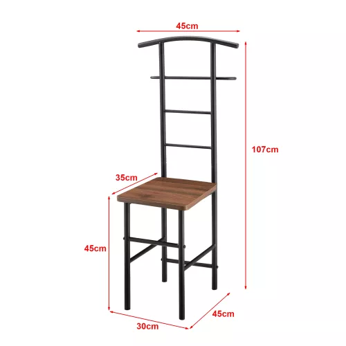 In And OutdoorMatch In And OutdoorMatch Dressboy Lenna - Clothes Rack Chair - 107x45x45 cm - Walnut-colored - Modern Design (68532)