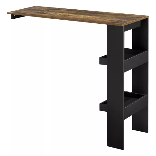In And OutdoorMatch In And OutdoorMatch Bar Table Isac - Wall Mounted - 120x45x106cm - Black and Oak-colored - Modern Design (68540)