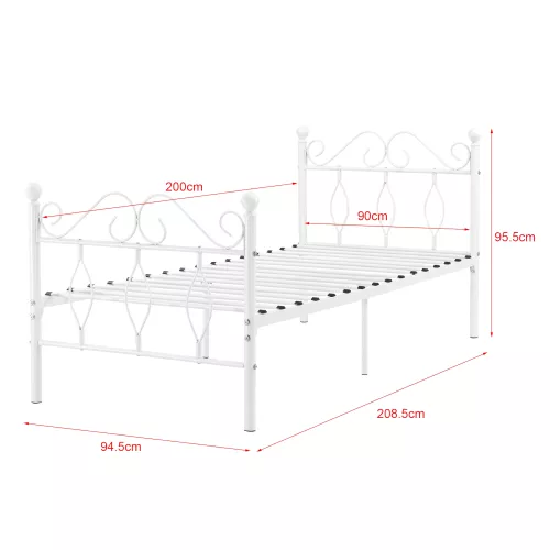 In And OutdoorMatch In And OutdoorMatch Metal Bed Yvonne - Steel - With Bed Base - 90x200 cm - White - Quick Assembly (68624)