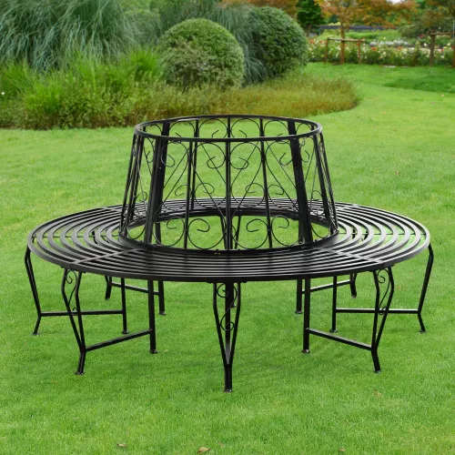 In And OutdoorMatch In And OutdoorMatch Metal Tree Bench Penelope - Ø160x84 cm - Round - Black - Steel - Weather Resistant (68659)