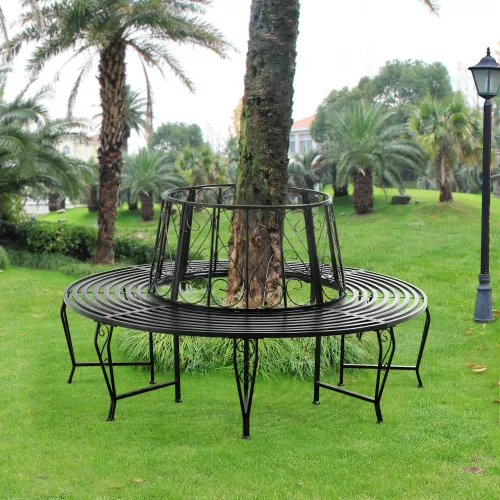 In And OutdoorMatch In And OutdoorMatch Metal Tree Bench Penelope - Ø160x84 cm - Round - Black - Steel - Weather Resistant (68659)