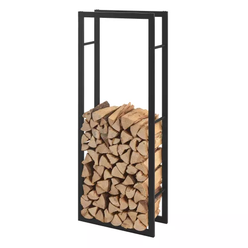 In And OutdoorMatch In And OutdoorMatch Steel Firewood Rack Cristal - Wood Storage - 50x150x25 cm - Black (68702)