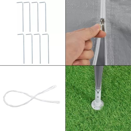 In And OutdoorMatch In And OutdoorMatch Pavilion Party Tent Lazio - Waterproof - 8 side walls - 9x3x2,55m - Grey - Polyethylene and Steel - UV Resistant and Waterproof (68719)