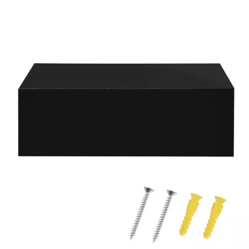 In And OutdoorMatch In And OutdoorMatch Wall Shelf Kasey - With Drawer - Floating - 46x30x15 cm - Black Glossy - Stylish Shelf (69488)
