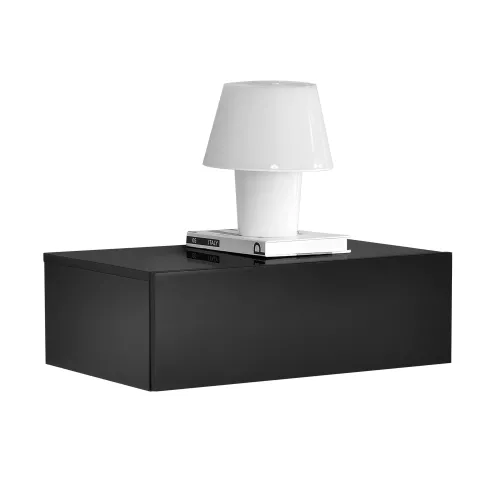 In And OutdoorMatch In And OutdoorMatch Wall Shelf Kasey - With Drawer - Floating - 46x30x15 cm - Black Glossy - Stylish Shelf (69488)