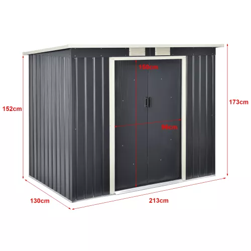 In And OutdoorMatch In And OutdoorMatch Garden House Brenda - Garden Shed - With Sliding Door - 213x130x173 cm - 4 m³ - Dark Gray - Weather Resistant (69733)