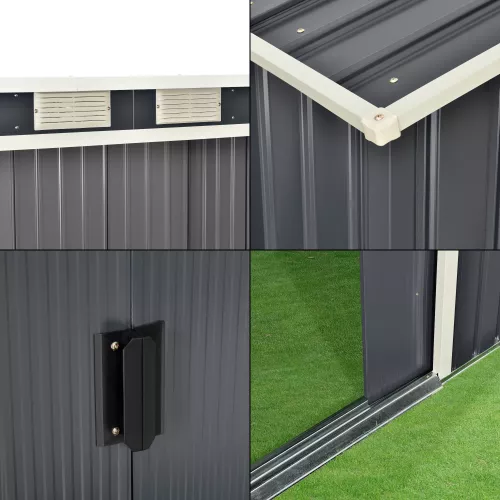 In And OutdoorMatch In And OutdoorMatch Garden House Brenda - Garden Shed - With Sliding Door - 213x130x173 cm - 4 m³ - Dark Gray - Weather Resistant (69733)