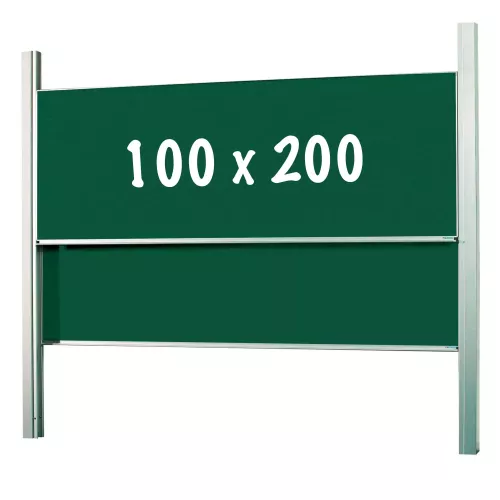 In And OutdoorMatch Krijtbord Deluxe Columbus - In hoogte verstelbaar - Dubbelzijdig bord - Schoolbord - Eenvoudige montage - Emaille staal - Groen - 100x200cm ()