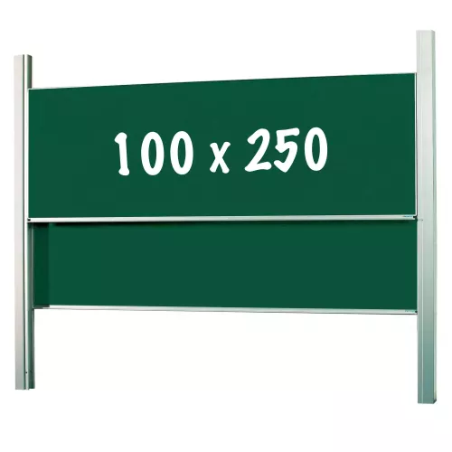 In And OutdoorMatch Krijtbord Deluxe Mendez - In hoogte verstelbaar - Dubbelzijdig bord - Schoolbord - Eenvoudige montage - Emaille staal - Groen - 100x250cm (70361)