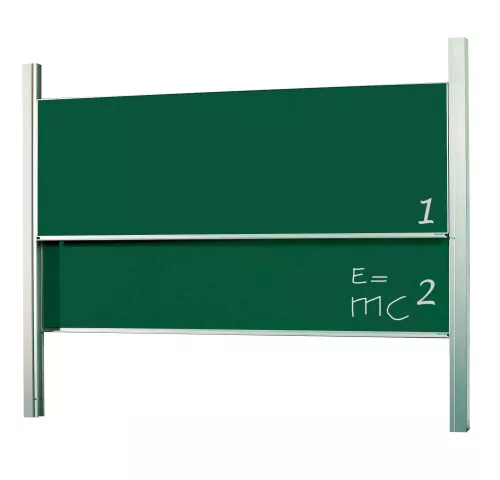 In And OutdoorMatch Krijtbord Deluxe Cross - In hoogte verstelbaar - Dubbelzijdig bord - Schoolbord - Eenvoudige montage - Emaille staal - Groen - 100x300cm ()