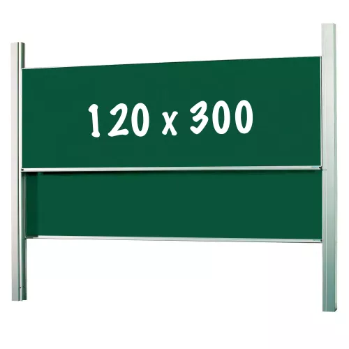 In And OutdoorMatch Chalkboard Deluxe Elvira - Height adjustable - Double surface board - Schoolboard - Easy assembly - Enamel steel - Green - 120x300cm (70367)