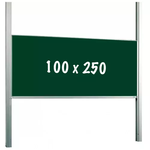 In And OutdoorMatch Chalkboard PRO Duffy - Height adjustable - Single-surface board - Schoolboard - Easy assembly - Enamel steel - Green - 100x250cm (70377)