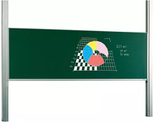 In And OutdoorMatch Chalkboard PRO Duffy - Height adjustable - Single-surface board - Schoolboard - Easy assembly - Enamel steel - Green - 100x250cm (70377)