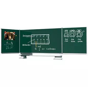 In And OutdoorMatch Krijtbord PRO Brewer - Vijfzijdig bord - Schoolbord - Eenvoudige montage - Emaille staal - Groen - 100x300cm (70396)