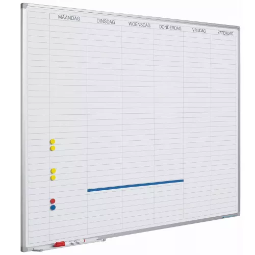 In And OutdoorMatch Whiteboard Deluxe Nathanael - Enamel steel - Weekly planner - Monthly planner - Yearly planner - Magnetic - White - Dutch - 60x90cm (70540)