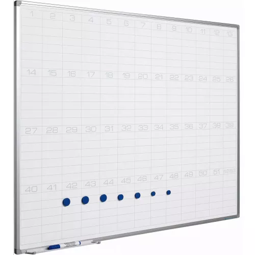 In And OutdoorMatch Whiteboard PRO Estes - Enamel steel - Weekly planner - Monthly planner - Yearly planner - Magnetic - White - 90x120cm (70551)