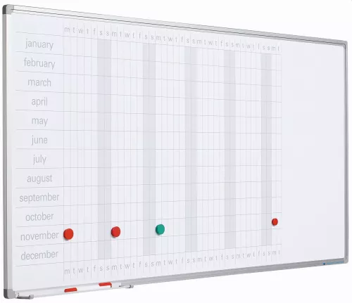 In And OutdoorMatch Whiteboard PRO Kayla - Enamel steel - Weekly planner - Monthly planner - Yearly planner - Magnetic - White - Dutch - 90x120cm (70552)