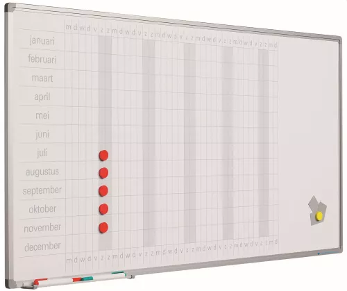 In And OutdoorMatch Whiteboard PRO Dolly - Enamel steel - Weekly planner - Monthly planner - Yearly planner - Magnetic - White - Dutch - 90x120cm (70553)