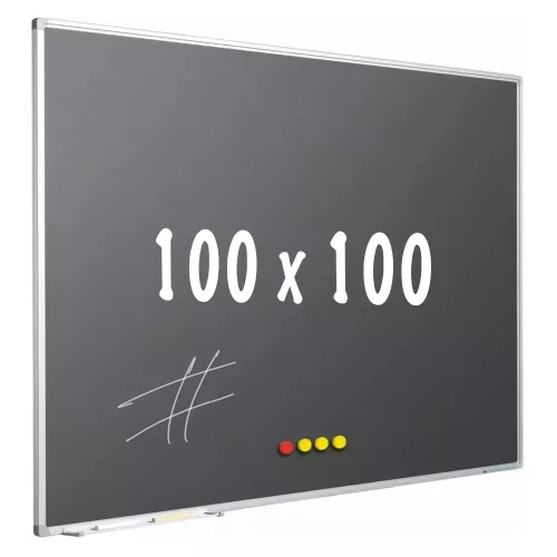 In And OutdoorMatch Chalkboard PRO Hayden - Magnetic - Schoolboard - Easy assembly - Enamel steel - Grey - 100x100cm (70617)