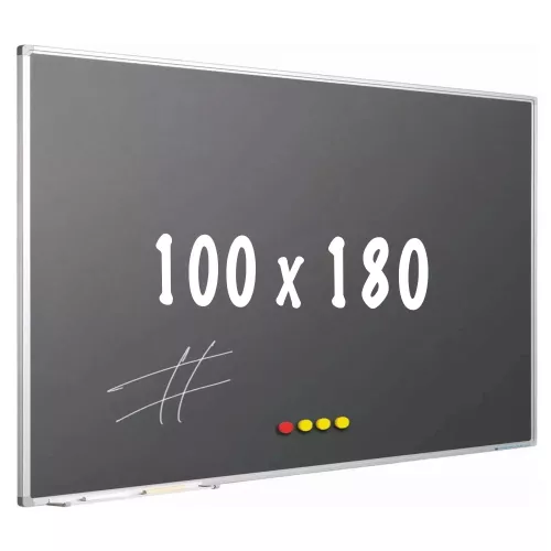 In And OutdoorMatch Krijtbord PRO Brenton - Magnetisch - Schoolbord - Eenvoudige montage - Emaille staal - Grijs - 100x180cm (70619)