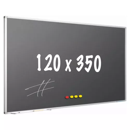 In And OutdoorMatch Krijtbord PRO Cameron - Magnetisch - Schoolbord - Eenvoudige montage - Emaille staal - Grijs - 120x350cm (70624)