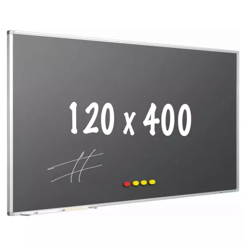 In And OutdoorMatch Chalkboard PRO Elvis - Magnetic - Schoolboard - Easy assembly - Enamel steel - Grey - 120x400cm (70626)