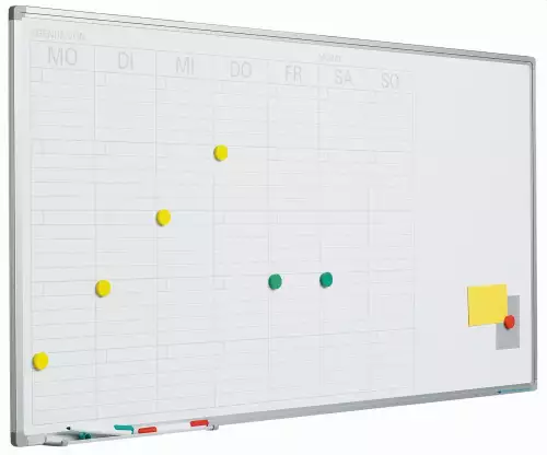 WhiteboardMatch Whiteboard Deluxe - Enamel steel - Weekly planner - Monthly planner - Yearly planner - Magnetic - White - German - 60x120cm (50696)