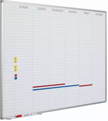 WhiteboardMatch Whiteboard Deluxe - Enamel steel - Weekly planner - Monthly planner - Yearly planner - Magnetic - White - English - 60x90cm (50698)