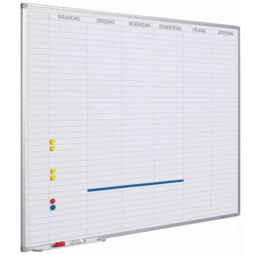 WhiteboardMatch Whiteboard Deluxe - Enamel steel - Weekly planner - Monthly planner - Yearly planner - Magnetic - White - Dutch - 60x90cm (50699)