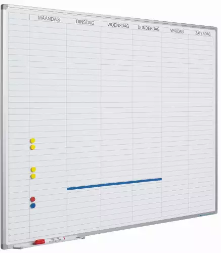 WhiteboardMatch Whiteboard Deluxe - Enamel steel - Weekly planner - Monthly planner - Yearly planner - Magnetic - White - Dutch - 90x120cm (50702)