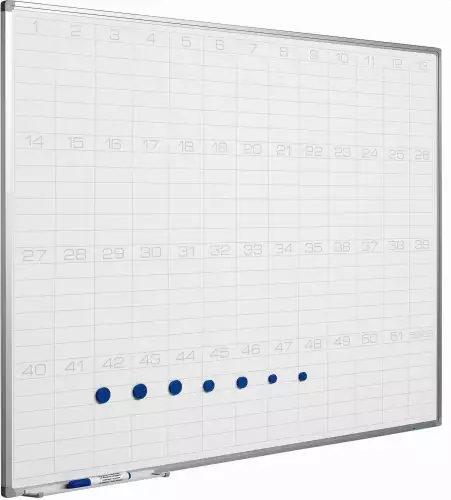 WhiteboardMatch Whiteboard PRO - Enamel steel - Weekly planner - Monthly planner - Yearly planner - Magnetic - White - 60x90cm (50709)