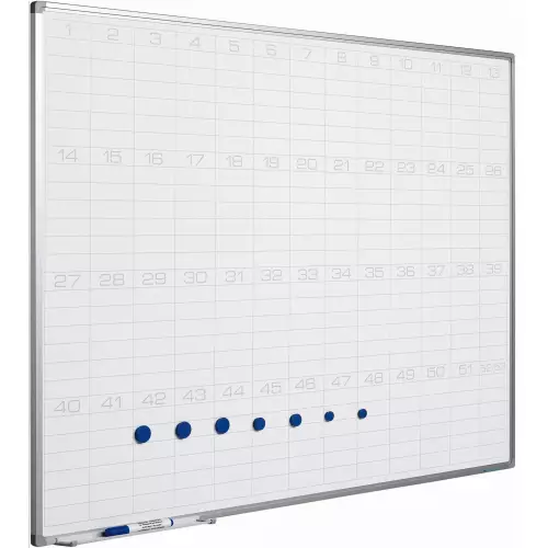 WhiteboardMatch Whiteboard PRO - Enamel steel - Weekly planner - Monthly planner - Yearly planner - Magnetic - White - 90x120cm (50710)