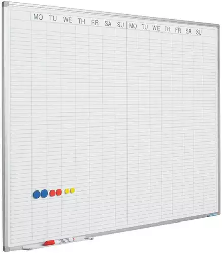 WhiteboardMatch Whiteboard PRO - Enamel steel - Weekly planner - Monthly planner - Yearly planner - Magnetic - White - English - 60x90cm (50721)