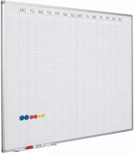 WhiteboardMatch Whiteboard PRO - Enamel steel - Weekly planner - Monthly planner - Yearly planner - Magnetic - White - English - 90x120cm (50726)