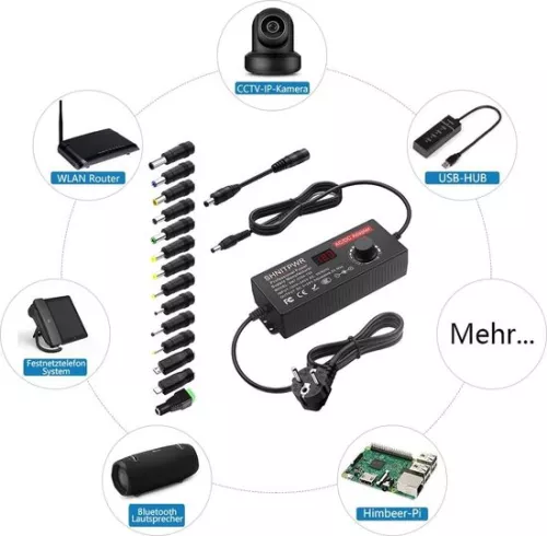merkloos Universal Power Supply 3V ~ 24V 120W 5A - Switching Adapter with Adapter Plug - Electronic Devices Photo Frame Baby Monitor Camera LED Strips - 5000 mA max (9504537515668)