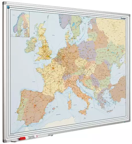 WhiteboardMatch Map board Softline profile 8mm, Europe (50755)