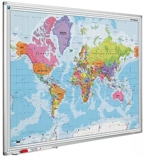 WhiteboardMatch Map board Softline profile 8mm, World (50757)