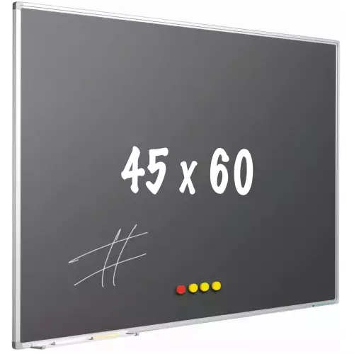 WhiteboardMatch Chalkboard PRO - Magnetic - Schoolboard - Easy assembly - Enamel steel - Grey - 45x60cm (50829)